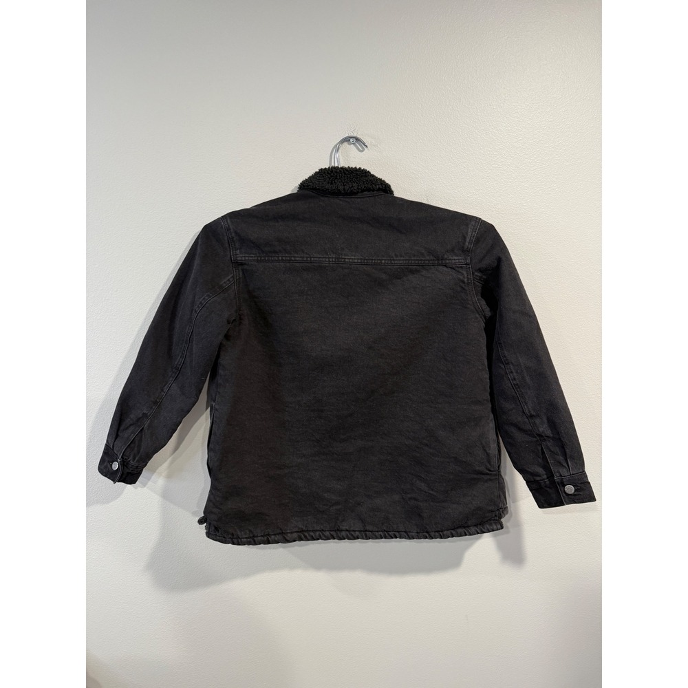 Old Navy Womens Black Sherpa Lined Denim Jacket Trucker Style Size M - Picture 6 of 8